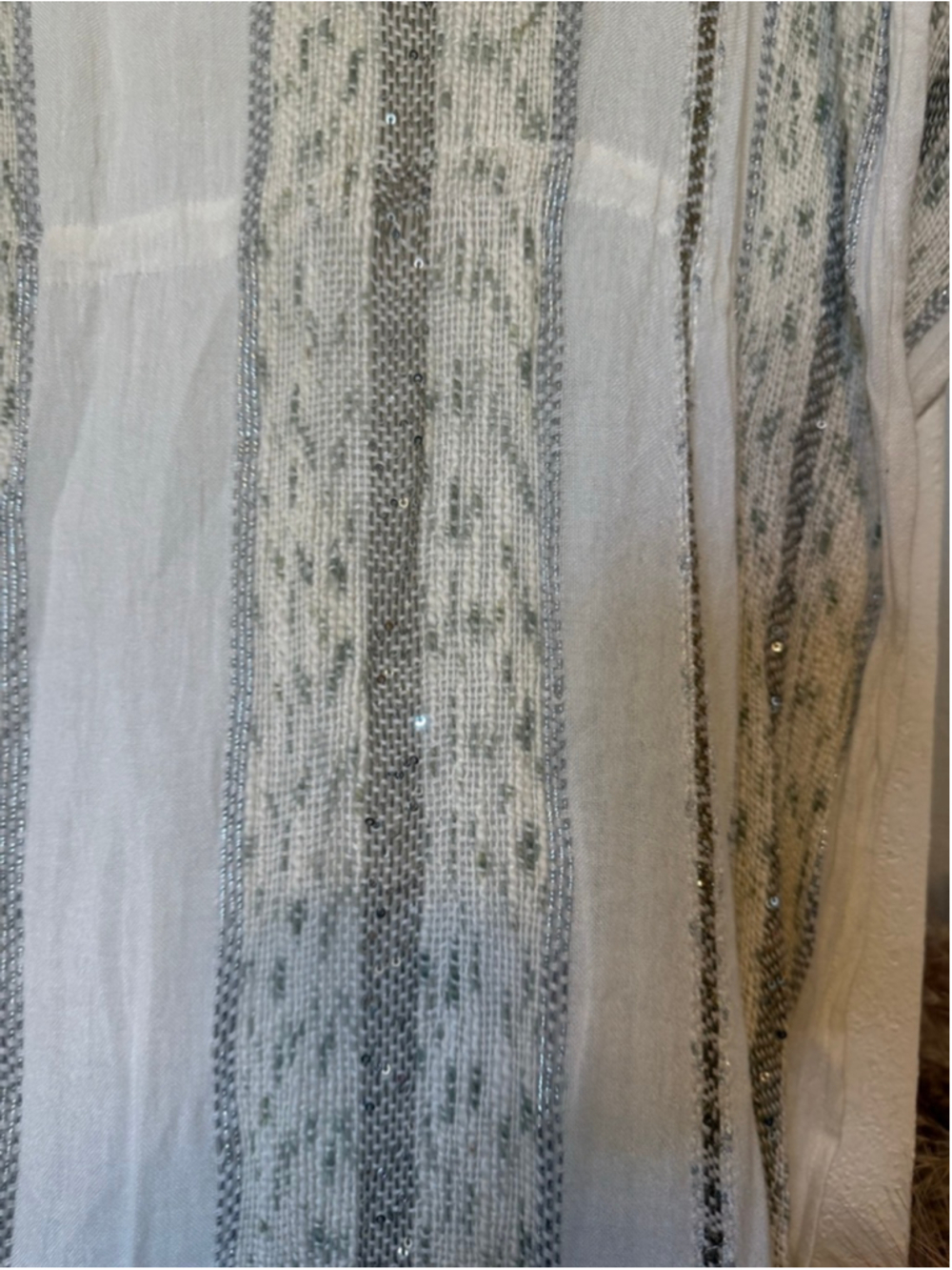 Preowned, Women's Surf Gypsy White & Silver Sequin Striped fulllength Coverup, S - Picture 5 of 5